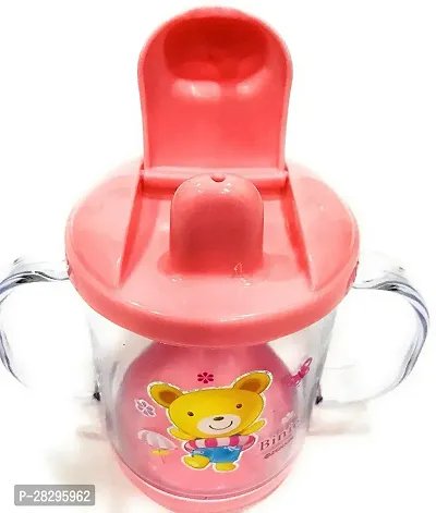 Lilz caress Premium Quality Bpa Free Unbreakable Sippy Cup Sipper Mugs for Kids Children Babies Infants Spout Infant PP Glass Look Water Juice Sipper Cup With Handles 200 ml Pink-thumb3