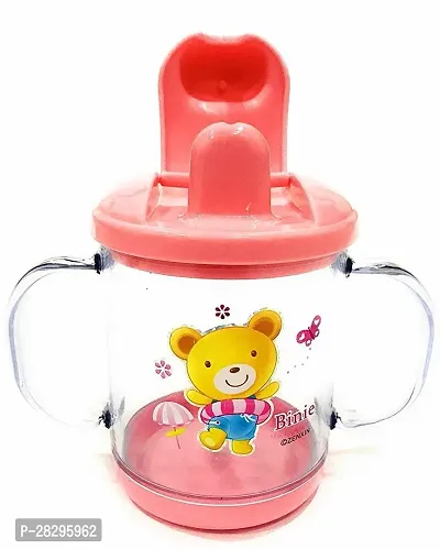 Lilz caress Premium Quality Bpa Free Unbreakable Sippy Cup Sipper Mugs for Kids Children Babies Infants Spout Infant PP Glass Look Water Juice Sipper Cup With Handles 200 ml Pink-thumb2