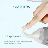 ApparelNation Baby Silicone Squeezy Spoon Bottle Solid  Semi Solid Food Feeder Teether and Feeder White Stand-thumb1