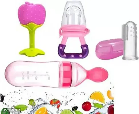 qtypie BPA Free Veggie Fruit Feed Nibbler Juicer Baby Food Dispensing Spoon Bottle Teether and Feeder Pink-thumb0