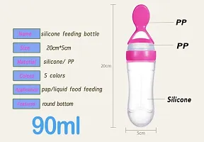 ApparelNation Baby silicone Squeezy Spoon Bottle Solid  Semi Solid Food Feeder Teether and Feeder Pink-thumb2