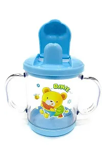 Lilz caress Premium Quality Bpa Free Unbreakable Sippy Cup Sipper Mugs for Kids Children Babies Infants Spout Infant PP Glass Look Water Juice Sipper Cup With Handles 200 ml VN62 Blue-thumb1
