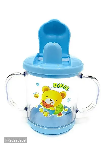 Lilz caress Premium Quality Bpa Free Unbreakable Sippy Cup Sipper Mugs for Kids Children Babies Infants Spout Infant PP Glass Look Water Juice Sipper Cup With Handles 200 ml VN62 Blue-thumb2