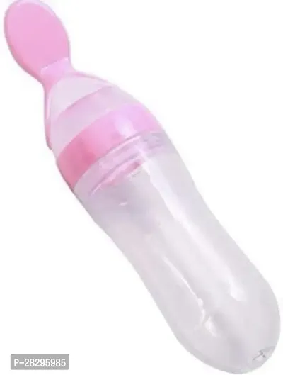 ApparelNation Baby silicone Squeezy Spoon Bottle Solid  Semi Solid Food Feeder Teether and Feeder Pink-thumb0