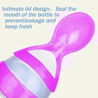 ApparelNation Baby silicone Squeezy Spoon Bottle Solid  Semi Solid Food Feeder Teether and Feeder Pink-thumb1