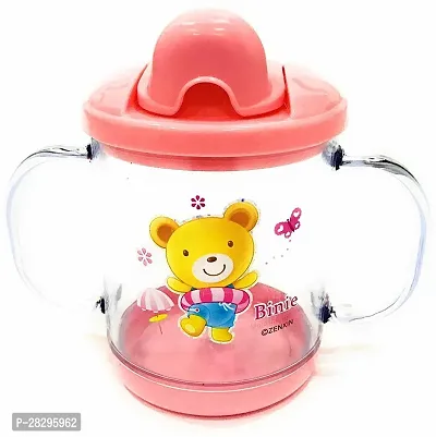Lilz caress Premium Quality Bpa Free Unbreakable Sippy Cup Sipper Mugs for Kids Children Babies Infants Spout Infant PP Glass Look Water Juice Sipper Cup With Handles 200 ml Pink-thumb0