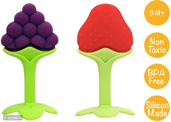 mastela Silicone BPA Free Fruit Shape Teethers for Baby Infants Grapes  Strawberry Teether Grapes  Strawberry-thumb0