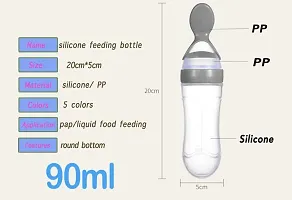 ApparelNation Baby Silicone Squeezy Spoon Bottle Solid  Semi Solid Food Feeder Teether and Feeder White Stand-thumb4