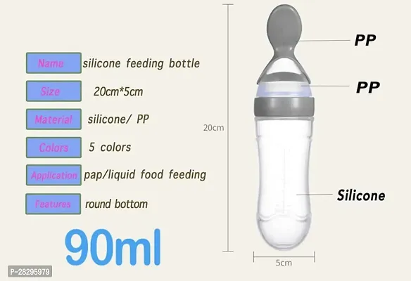 ApparelNation Baby Silicone Squeezy Spoon Bottle Solid  Semi Solid Food Feeder Teether and Feeder White Stand-thumb5