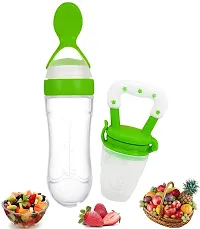 XINGLI Squeeze Style Bottle Feeder with Dispensing Spoon and Fruit Feeder and Pacifier Teether and Feeder Multicolor-thumb1