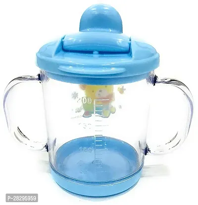 Lilz caress Premium Quality Bpa Free Unbreakable Sippy Cup Sipper Mugs for Kids Children Babies Infants Spout Infant PP Glass Look Water Juice Sipper Cup With Handles 200 ml VN62 Blue-thumb3