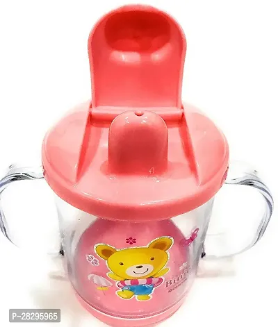 Little Warriors BPA Free Unbreakable Sippy Cup Spout Infant PP Glass Look Water Juice Training Sipper Cup with Handles 200 ml Pink Pink