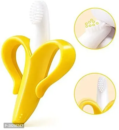 SEREBRUM Baby Banana Teether Soft Bristle Baby Gum Massager Banana Shaped Toothbrush Teether Multicolor-thumb0
