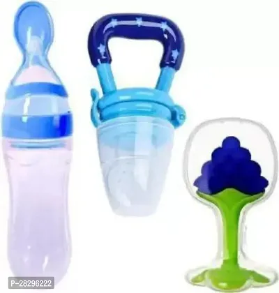 qtypie BABY food feeder for semi solid food fruit nibbler and teether BPA free silicon Teether and Feeder Blue-thumb0