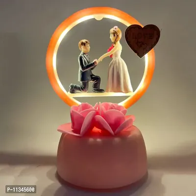 Elegant Lifestyle Love Couple Statue with Light for Home Decor I Gift Ideal Valentine Day, , Wedding Parties Gift, Loving Romantic Couple Bedroom Night Lamp & Decorative Showpiece - 14 cm-thumb4