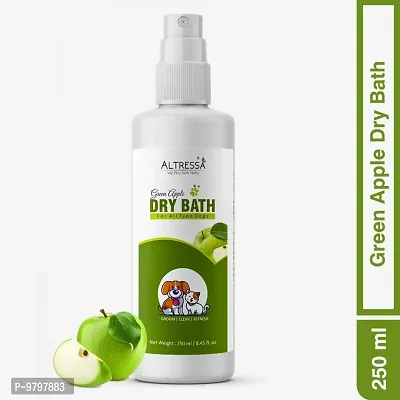 ALTRESSA Green Apple Dry Bath No Rinse Liquid Pet Shampoo Cleaning Odor Removal for Fresh Flea and Tick, Allergy Relief, Anti-parasitic Green Apple Dog Shampoo (250 ml)