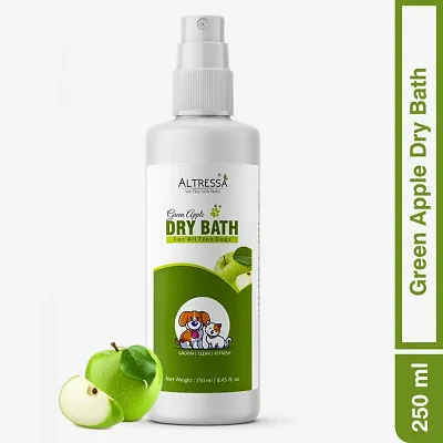 ALTRESSA Green Apple Dry Bath No Rinse Liquid Pet Shampoo Cleaning Odor Removal for Fresh Flea and Tick, Allergy Relief, Anti-parasitic Green Apple Dog Shampoo (250 ml)