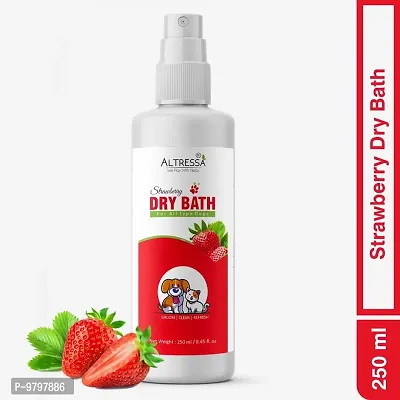ALTRESSA Strawberry Dry Bath, No Rinse Liquid Pet Shampoo Cleaning Odor Removal for Fresh Anti-itching, Flea and Tick, Anti-parasitic Strawberry Dog Shampoo (250 ml)
