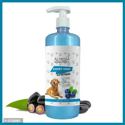 ALTRESSA Short Coat Pet Shampoo for Shiny  Smooth Hair, Java Plum, Neem  Aloe Extracts Allergy Relief, Anti-itching, Anti-parasitic Java Plum Fragrance Dog Shampoo (500 ml)-thumb0