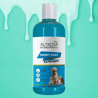 ALTRESSA Short Coat Pet Shampoo for Shiny  Smooth Hair, Java Plum, Neem  Aloe Extracts Allergy Relief, Anti-itching, Anti-parasitic Java Plum Fragrance Dog Shampoo (300 ml)