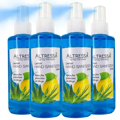 Altressa Mist Spray Lemon Hand Sanitizer with Aloe Vera  Lemon Extracts for Complete protection  Germi-Kill Action, 200 ml x 4