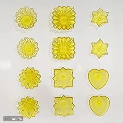 RUDRAKSH??12 Designer Transparent Diya for Diwali Deepak Special Reusable Diya Colourful Reflection Diya Combo | Diwali Decoration, Gifting, Romantic Decoration | Yellow | Pack of 12