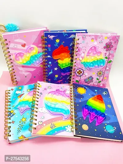 Butterfly Space car and unicorn Shapes Pop it Diary A5 Size Multicolour, Spiral Notebook, Pop Diary, Travel Notebook diary, office notebook, Birthday Return Gifts for Kids and girls (pack of 1pc)-thumb0