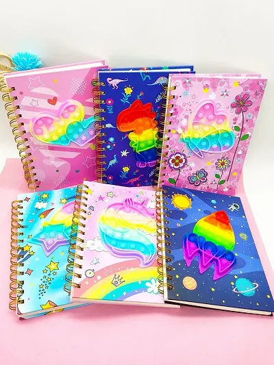 Butterfly Space car and unicorn Shapes Pop it Diary A5 Size Multicolour, Spiral Notebook, Pop Diary, Travel Notebook diary, office notebook, Birthday Return Gifts for Kids and girls (pack of 1pc)