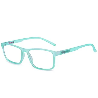 Aferelle ? Premium Blue Ray Cut Lens |Zero Power | UV420 with Anti-reflection | CR Lens TR90 Frame Unisex Glasses For All Digital Screens |Free Size |50 mm (Rectangular Matt Turquoise)