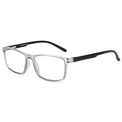 Aferelle ? Premium Blue Ray Cut Lens |Zero Power | UV420 with Anti-reflection | CR Lens TR90 Rectangle Frame Unisex Glasses For All Digital Screens |Free Size |53 mm (Transparent Grey| Black)