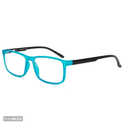 Aferelle ? Premium Blue Ray Cut Lens |Zero Power | UV420 with Anti-reflection | CR Lens TR90 Rectangle Frame Unisex Glasses For All Digital Screens |Free Size |53 mm (Turquoise | Black)-thumb0