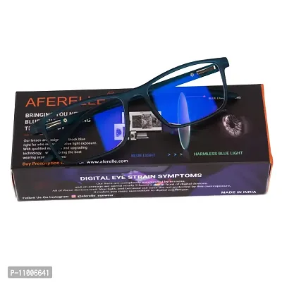 Aferelle ? Premium Blue Ray Cut Lens |Zero Power | UV420 with Anti-reflection | CR Lens TR90 Rectangle Frame Unisex Glasses For All Digital Screens |Free Size |53 mm (Matt Teal Blue)-thumb4