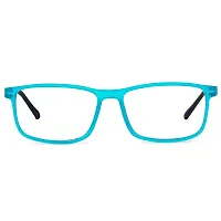 Aferelle ? Premium Blue Ray Cut Lens |Zero Power | UV420 with Anti-reflection | CR Lens TR90 Rectangle Frame Unisex Glasses For All Digital Screens |Free Size |53 mm (Turquoise | Black)-thumb1