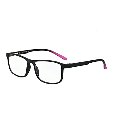Aferlite? Zero Power Computer glasses For Men | Women | Unisex | TR90 Frame |CR Lens | Medium (Black| Pink Tips)