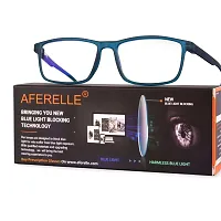 Aferelle ? Premium Blue Ray Cut Lens |Zero Power | UV420 with Anti-reflection | CR Lens TR90 Rectangle Frame Unisex Glasses For All Digital Screens |Free Size |53 mm (Matt Teal Blue)-thumb2