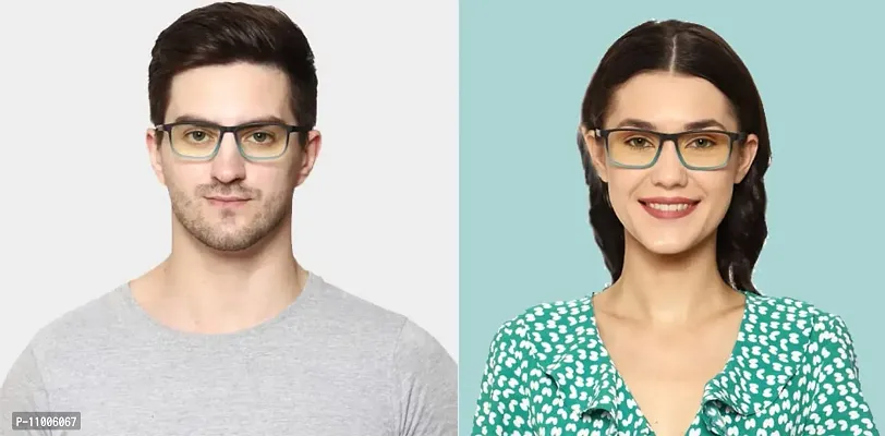 Aferlite? Zero Power Computer glasses For Men | Women | Unisex | TR90 Frame |CR Lens | Medium (Gradient Turquoise | Matt Black)-thumb4