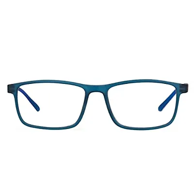 Aferelle ? Premium Blue Ray Cut Lens |Zero Power | UV420 with Anti-reflection | CR Lens TR90 Rectangle Frame Unisex Glasses For All Digital Screens |Free Size |53 mm (Matt Teal Blue)