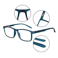 Aferelle ? Premium Blue Ray Cut Lens |Zero Power | UV420 with Anti-reflection | CR Lens TR90 Rectangle Frame Unisex Glasses For All Digital Screens |Free Size |53 mm (Matt Teal Blue)-thumb1
