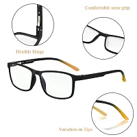 Aferlite? Zero Power Computer glasses For Men | Women | Unisex | TR90 Frame |CR Lens | Medium (Black| Orange Tips)-thumb1