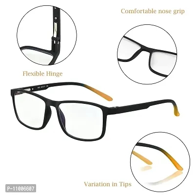 Aferlite? Zero Power Computer glasses For Men | Women | Unisex | TR90 Frame |CR Lens | Medium (Black| Orange Tips)-thumb2