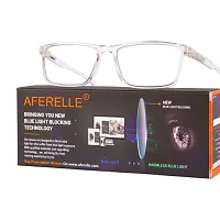 Aferelle ? Premium Blue Ray Cut Lens |Zero Power | UV420 with Anti-reflection | CR Lens TR90 Rectangle Frame Unisex Glasses For All Digital Screens |Free Size |53 mm (Transparent)-thumb1