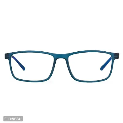 Aferelle ? Premium Blue Ray Cut Lens |Zero Power | UV420 with Anti-reflection | CR Lens TR90 Rectangle Frame Unisex Glasses For All Digital Screens |Free Size |53 mm (Matt Teal Blue)-thumb0