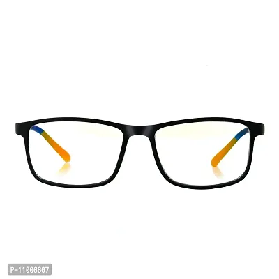 Aferlite? Zero Power Computer glasses For Men | Women | Unisex | TR90 Frame |CR Lens | Medium (Black| Orange Tips)-thumb0