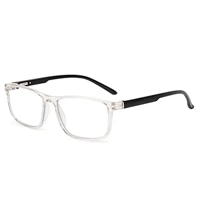 Aferelle ? Premium Blue Ray Cut Lens |Zero Power | UV420 with Anti-reflection | CR Lens TR90 Rectangle Frame Unisex Glasses For All Digital Screens |Free Size |53 mm (Transparent | Black)