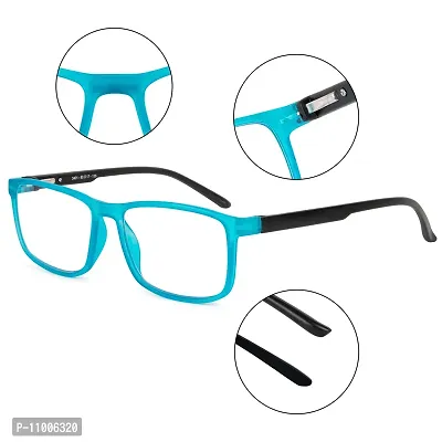 Aferelle ? Premium Blue Ray Cut Lens |Zero Power | UV420 with Anti-reflection | CR Lens TR90 Rectangle Frame Unisex Glasses For All Digital Screens |Free Size |53 mm (Turquoise | Black)-thumb3