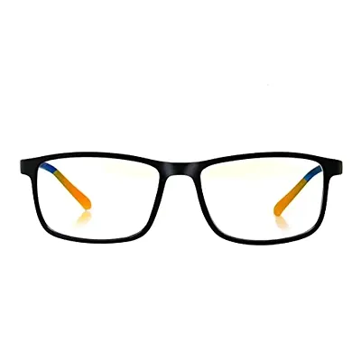 Aferlite? Zero Power Computer glasses For Men | Women | Unisex | TR90 Frame |CR Lens | Medium (Black| Orange Tips)