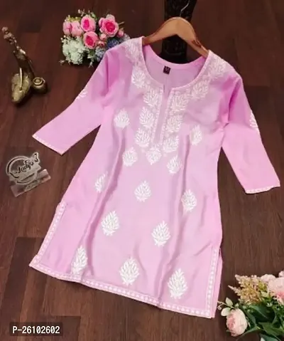 Elegant Pink Rayon Embroidered Top For Women