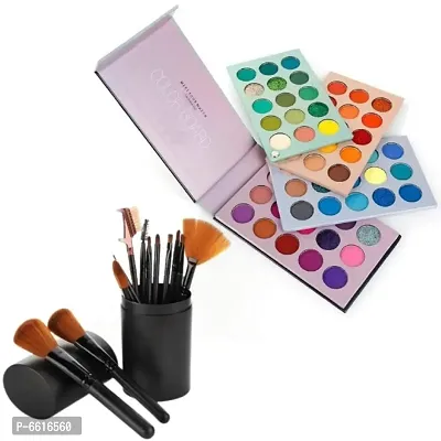 combo of 60 Color Eyeshadow and 12 Makeup Brush