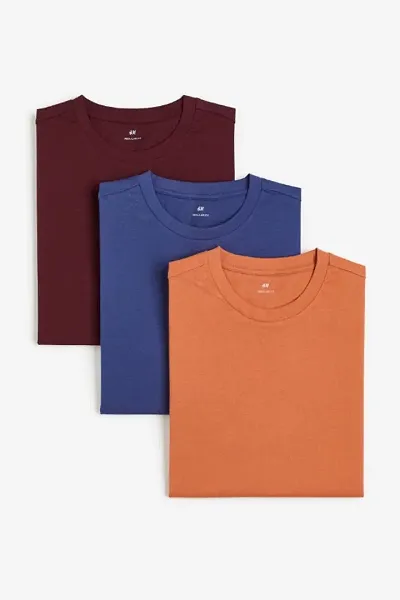 Reliable Blend Solid Round Neck Tees For Men