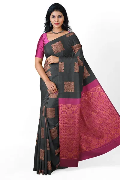 Beautiful Silk Blend Woven Design Saree with Blouse piece For Women